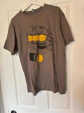 Next Level Apparel Men's Brown Tee with Yellow Graphic